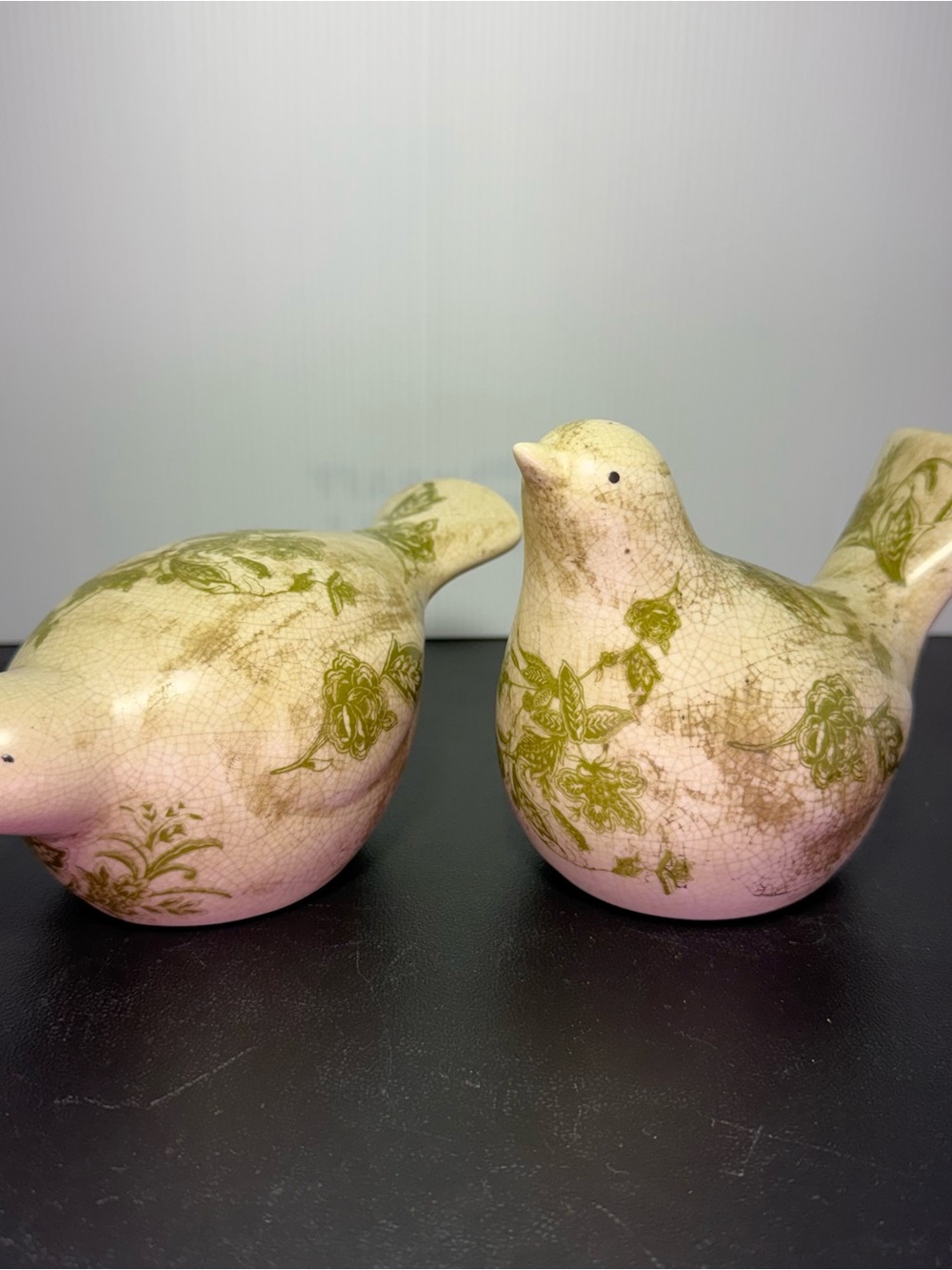 2 ceramic bird figurines